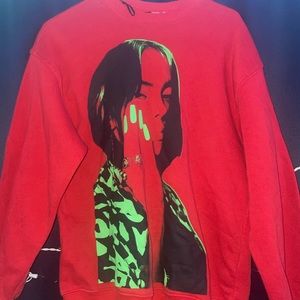 Billie Eilish merch red pull over sweater